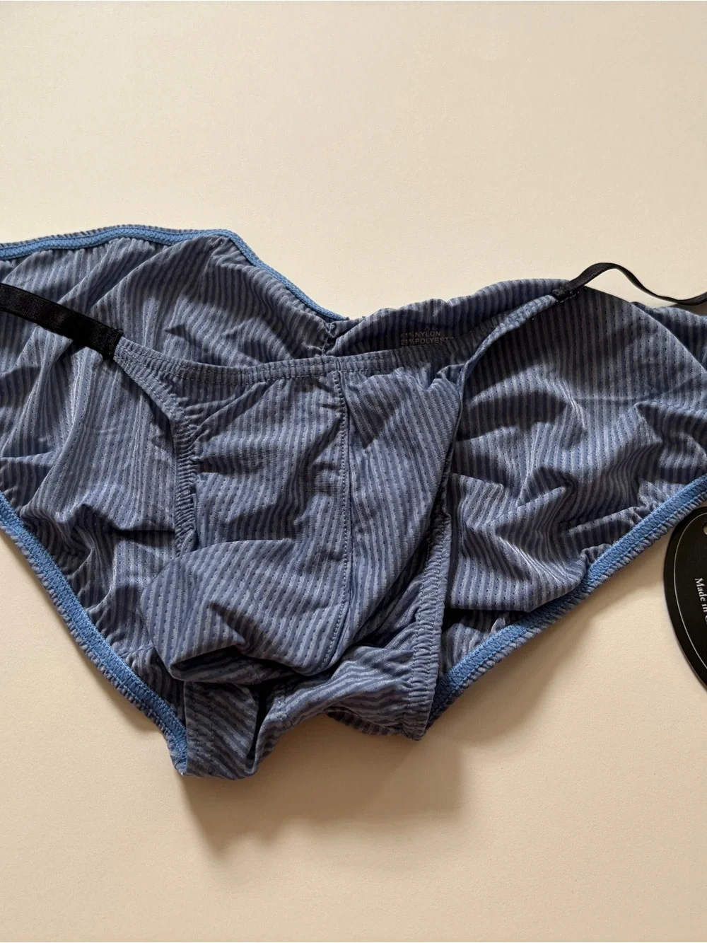 Men's Blue Striped string Briefs - Soft Everyday Comfort